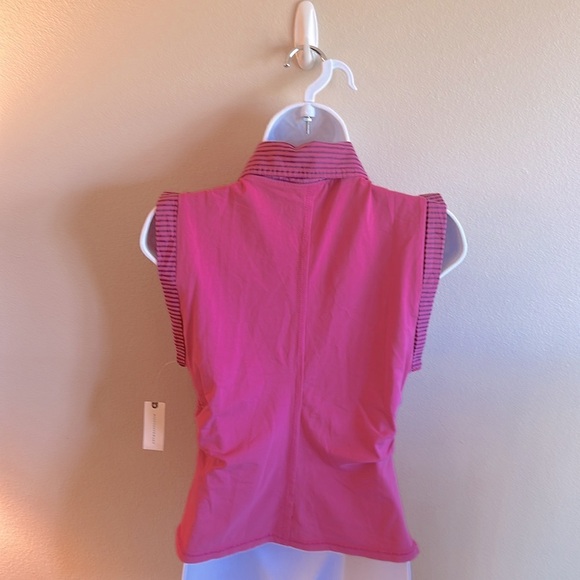 Pilcro Varsity Polo Top Size Small Pink Sleeveless Partial Button Up Pullover - Picture 12 of 15